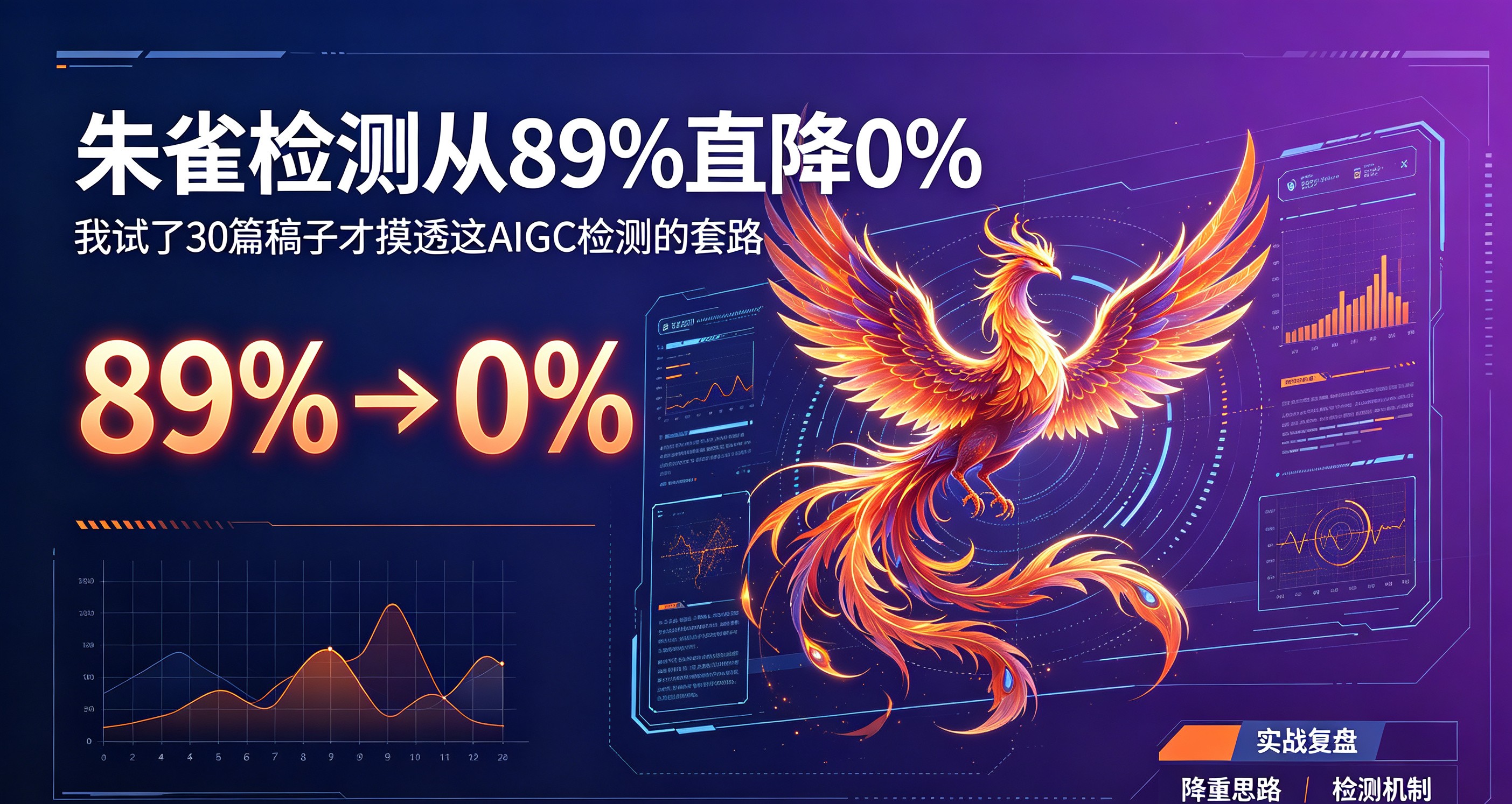 朱雀检测从89%直降0%,我试了30篇稿子才摸透这AIGC检测的套路
