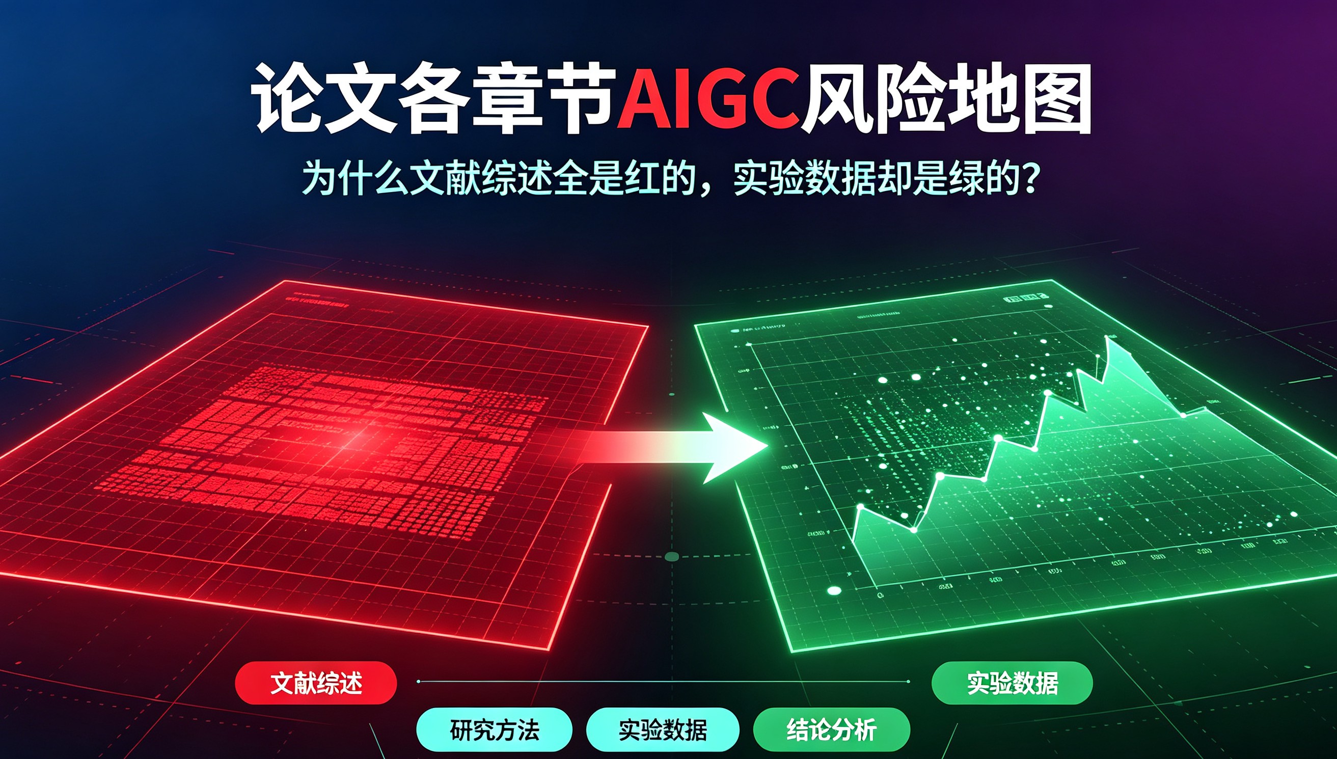 论文各章节AIGC风险地图:为什么文献综述全是红的,实验数据却是绿的?