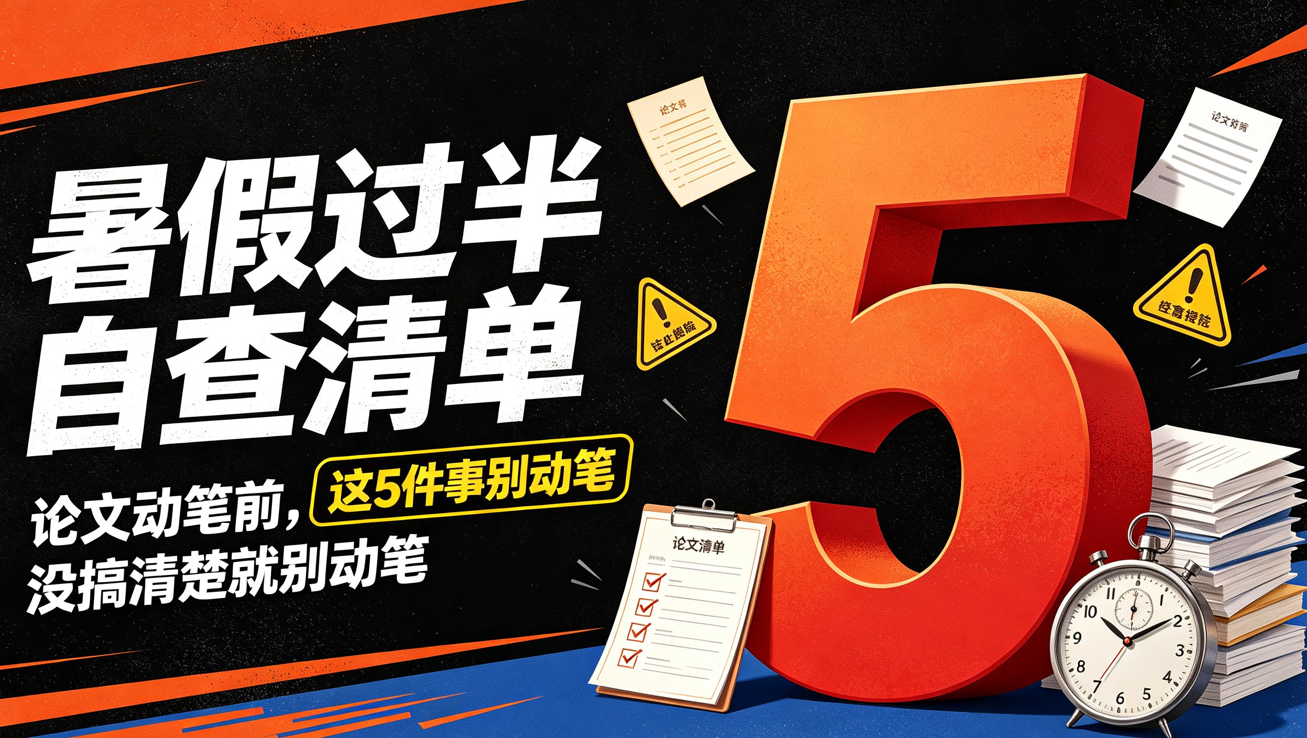 暑假过半自查清单:论文动笔前,这5件事没搞清楚就别动笔