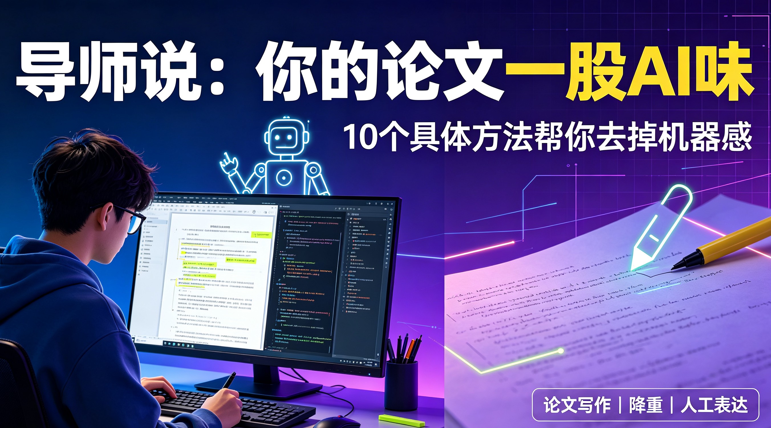 导师说「你的论文一股AI味」——10个具体方法帮你去掉机器感